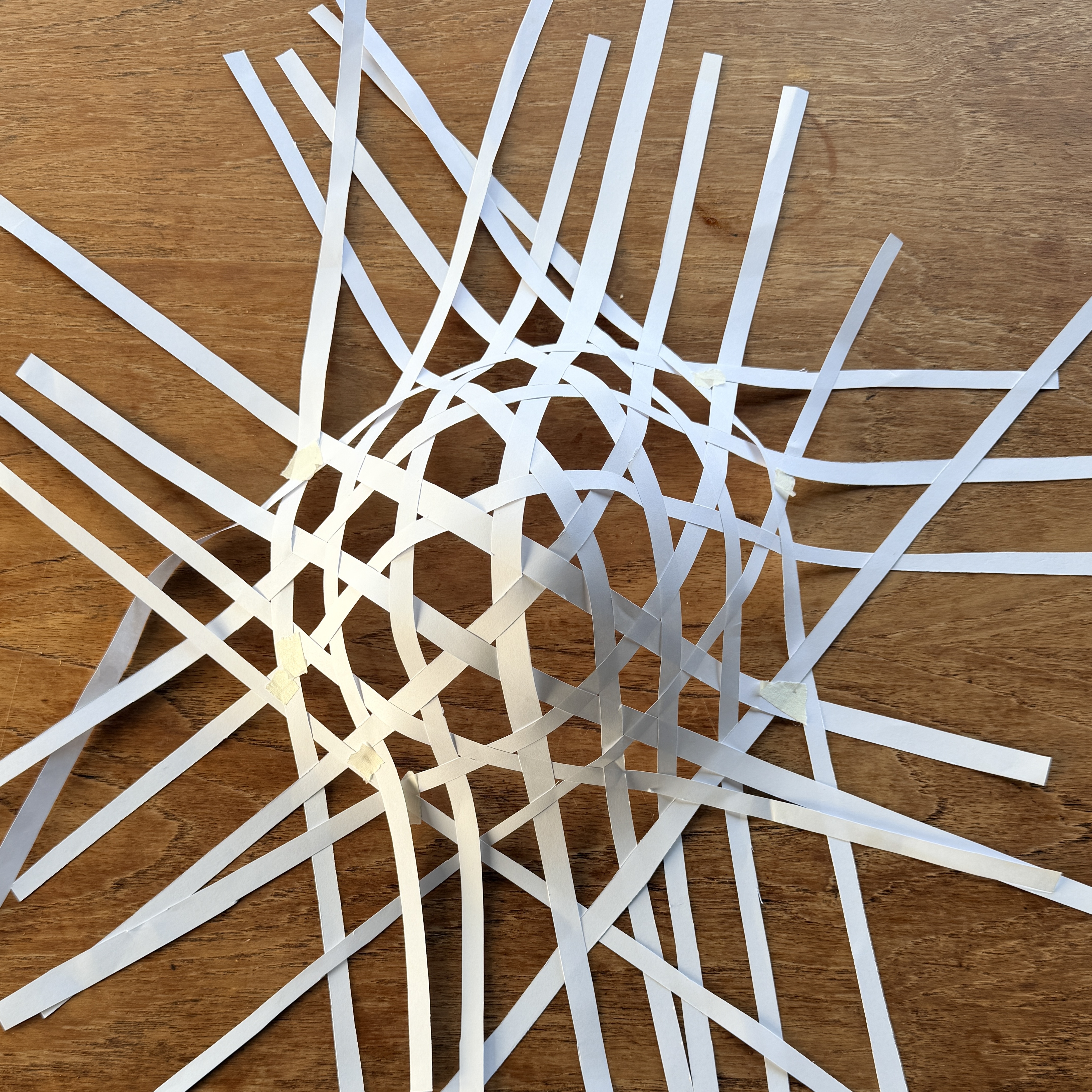 Kagome weave pattern laid out on a table